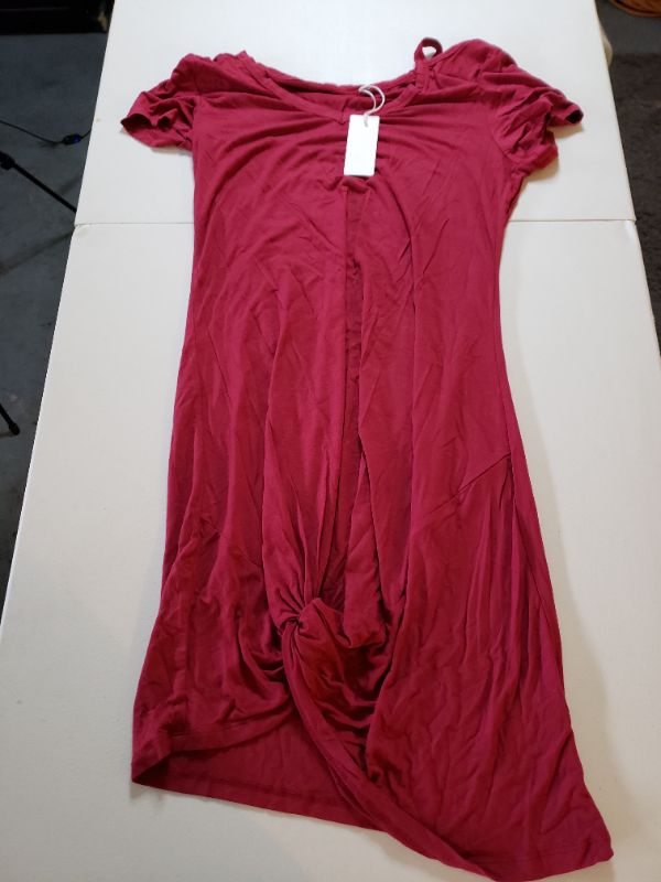 Photo 1 of Women's Long Blouse Style Dress, Maroon/Red, Size Small.