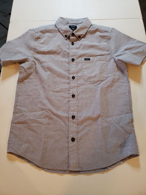 Photo 3 of Youth Boys' Short Sleeve Button Up Shirt, Size L/G. Grey.