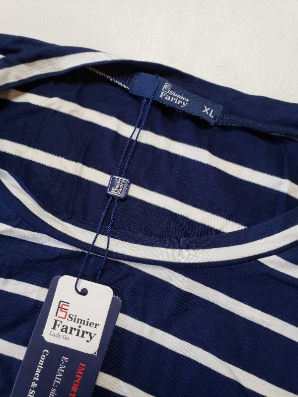 Photo 2 of Women's Blue & White Striped Dress, Size XL.