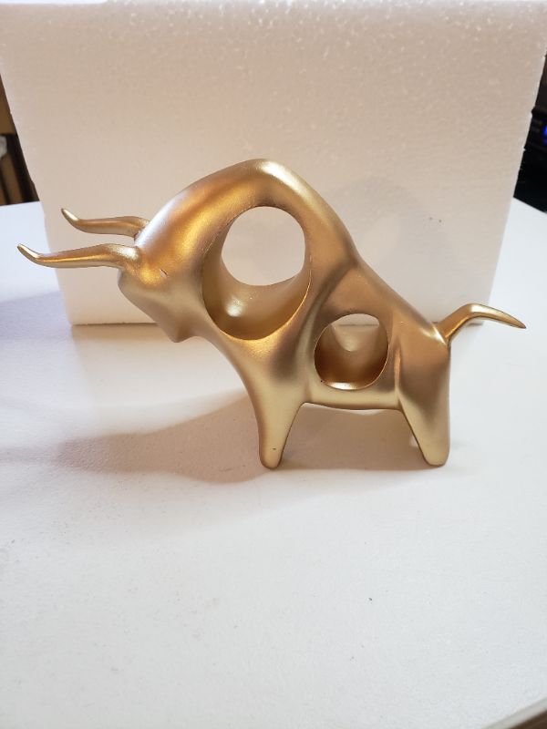 Photo 1 of Abstarct Resin Bull Sculpture, Gold.