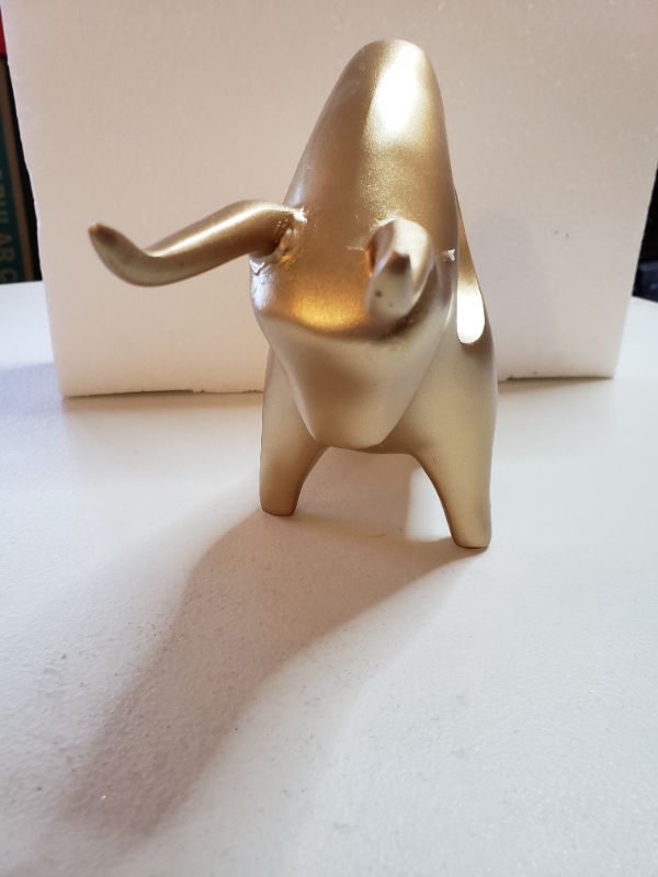 Photo 2 of Abstarct Resin Bull Sculpture, Gold.
