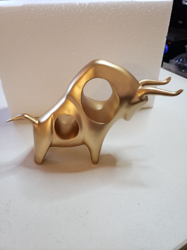 Photo 3 of Abstarct Resin Bull Sculpture, Gold.