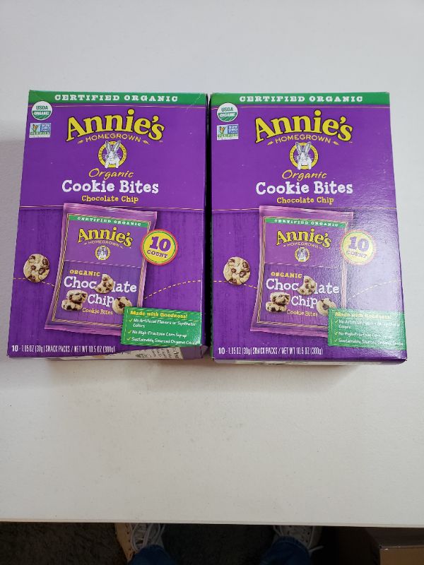 Photo 1 of Annie's Organic Chocolate Chip Cookie Bites, 10.5 oz, 10 ct. 2 Boxes. best By Sep 2021.
