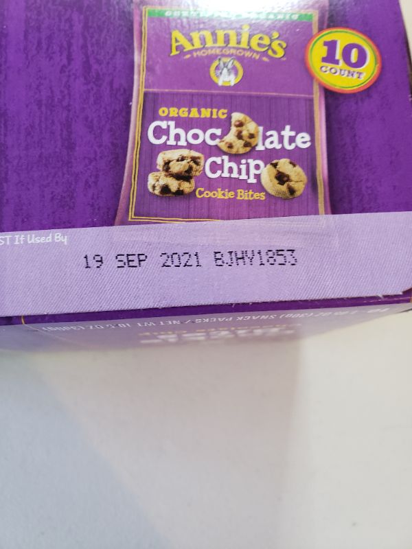 Photo 3 of Annie's Organic Chocolate Chip Cookie Bites, 10.5 oz, 10 ct. 3 Boxes. best By Sep 2021.
