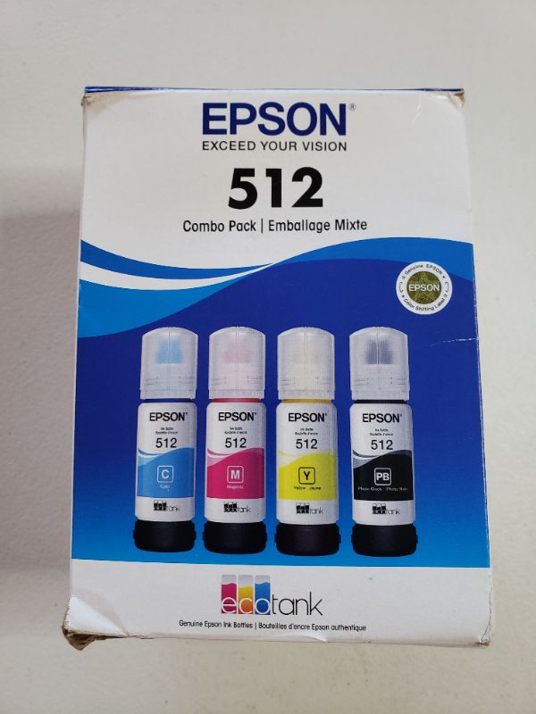 Photo 1 of EPSON T512 EcoTank Ink Ultra-high Capacity Bottle Color Combo Pack (T512520-S) for select Epson EcoTank Printers
