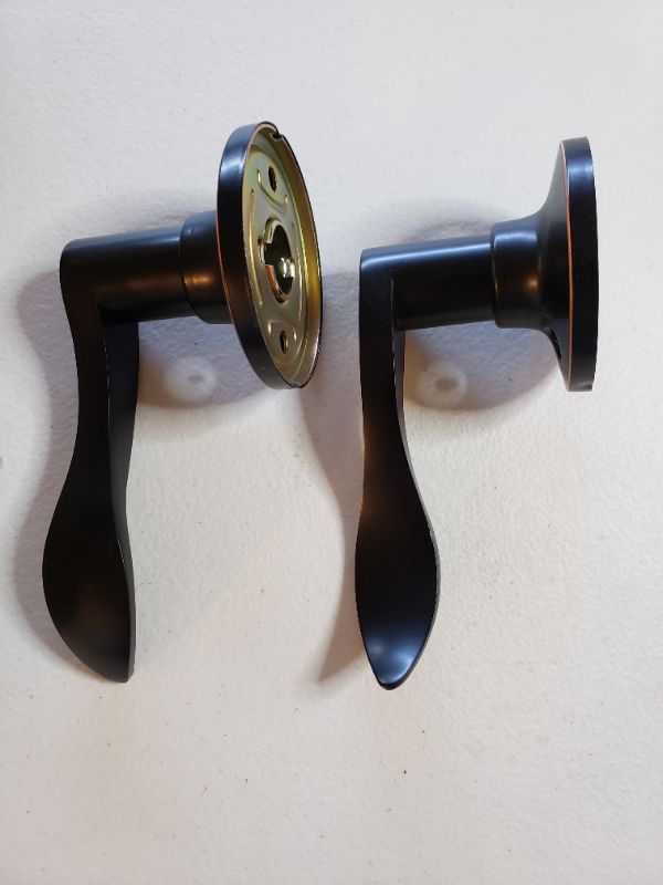 Photo 2 of Berlin Modisch Passage Lever Door Handle [Non-Locking Lever Set] for Hallway Doors or Closets with a Satin Bronze Finish, Reversible for Right & Left Side, Classic Series
