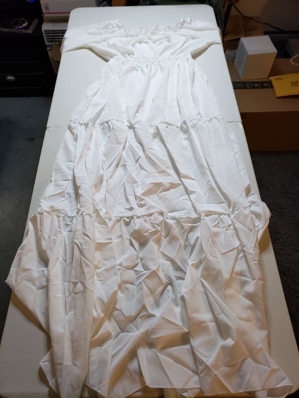 Photo 1 of WOMEN'S WHITE LONG SLEEVE RUFFLED DRESS, SIZE L/XL