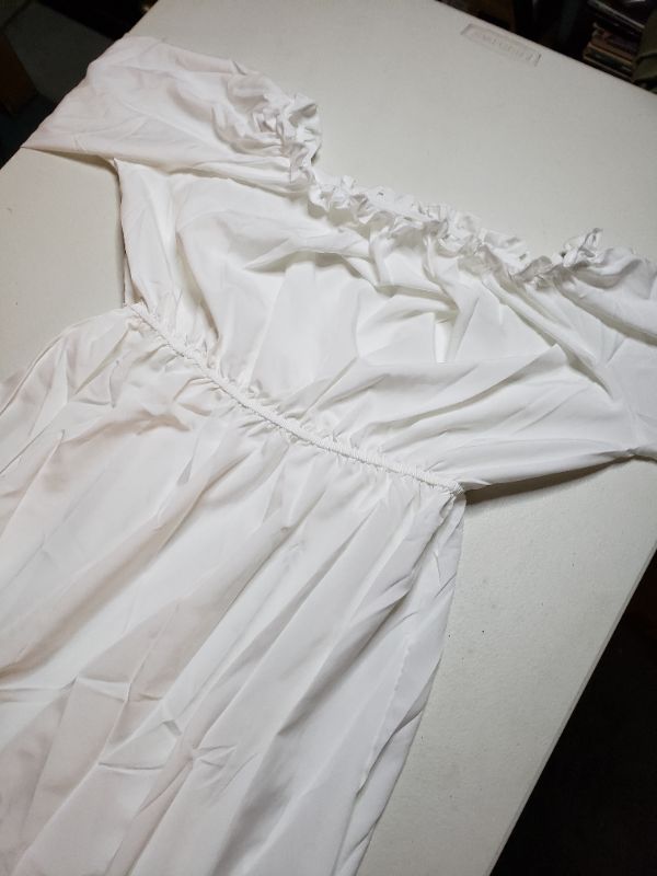 Photo 2 of WOMEN'S WHITE LONG SLEEVE RUFFLED DRESS, SIZE L/XL