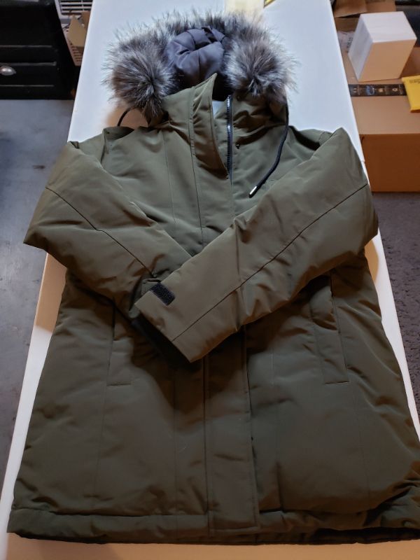 Photo 1 of CHINMOON WINTER COAT  WITH FUZZY HOOD SIZE LARGE, OLIVE GREEN