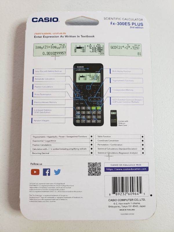 Photo 1 of Casio fx-300ESPLUS2 2nd Edition, Standard Scientific Calculator, Black
