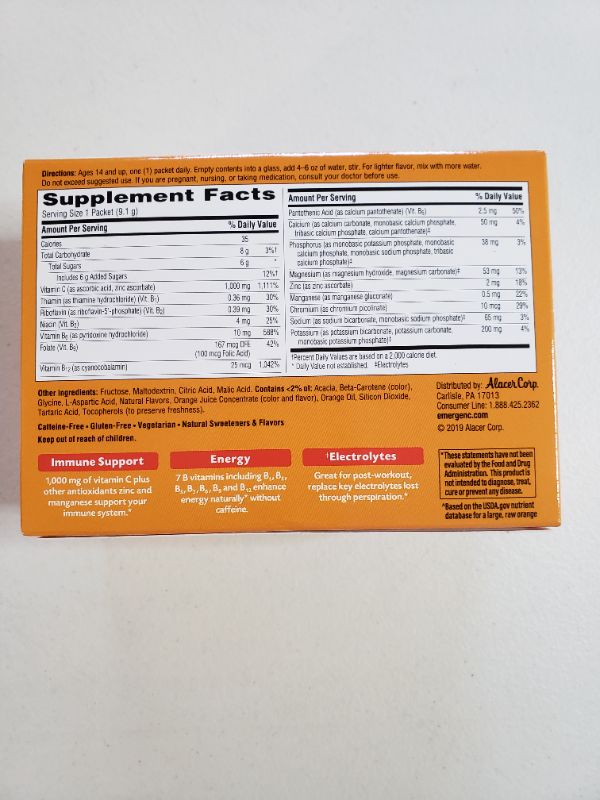 Photo 2 of EMERGEN-C Emergen-C Drink Mix, Orange 36/Box
