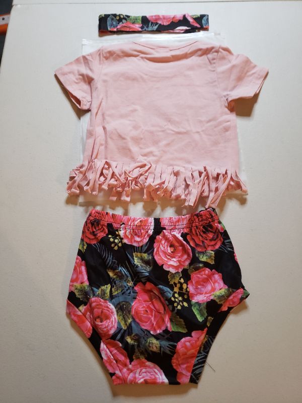 Photo 2 of BABY GIRL "SASSY" FLORAL OUTFIT SET. WITH HEADBAND. 18-24 MONTHS.