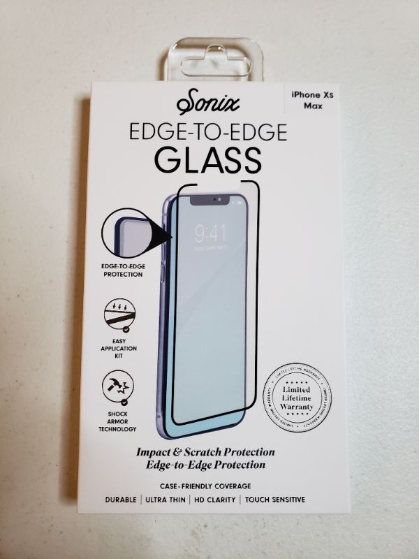 Photo 1 of SONIX Seamless Glass Screen Protector- Deluxe Edge-to-Edge Full Coverage Premium Heavy Duty Tempered Glass for Apple iPhone Xs Max
