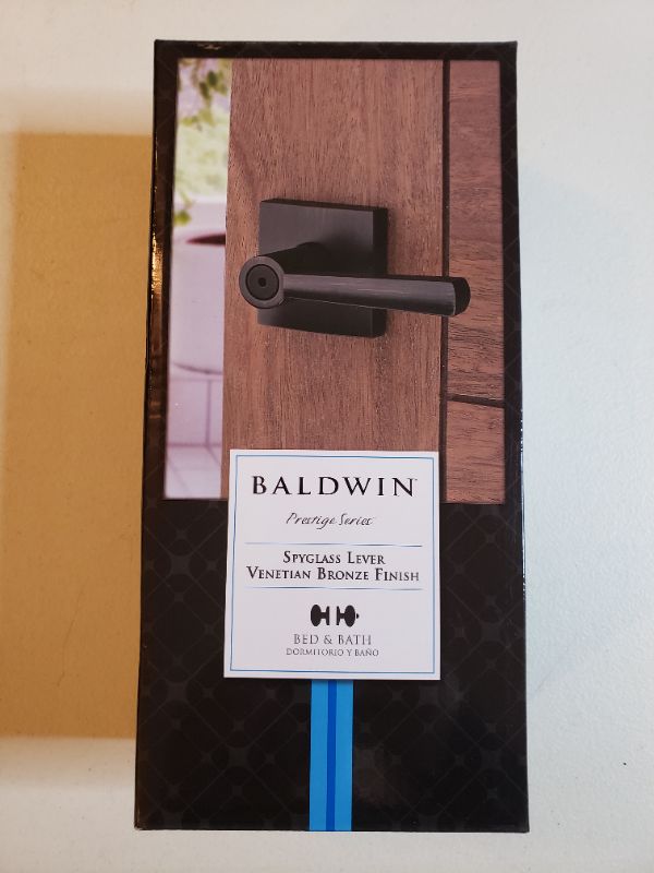 Photo 1 of Baldwin Spyglass Privacy Lever for Bedroom or Bathroom Door Handle in Venetian Bronze, Prestige Series with a Modern Contemporary Slim Design for Interior Doors - 93530-009
