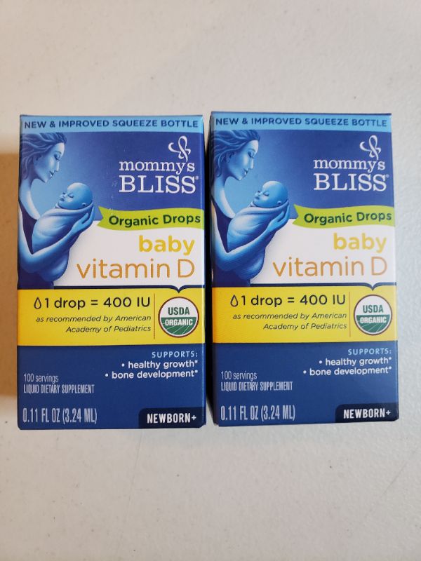 Photo 1 of Mommy's Bliss Organic Drops No Artificial Color, Vitamin D, 0.11 Fl Oz
LOT OF 2 BOXES.