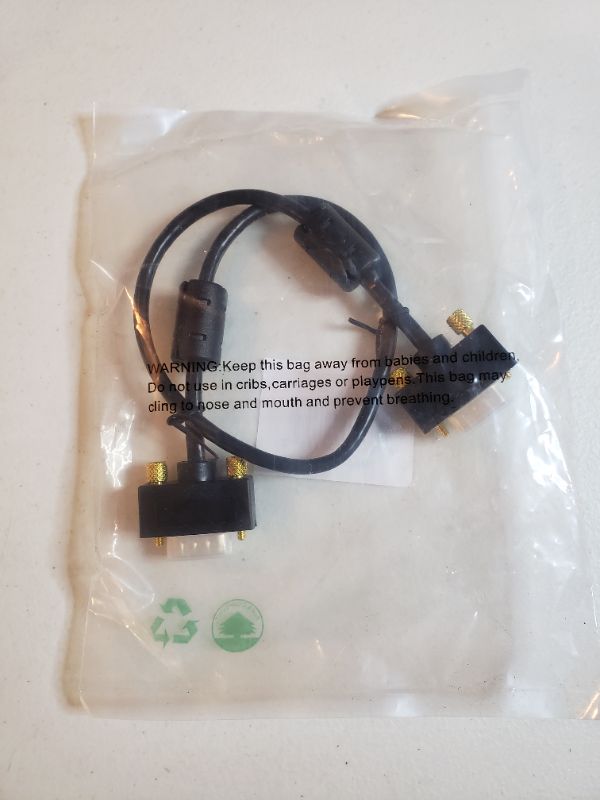 Photo 2 of Monoprice 1.5ft Ultra Slim SVGA Super VGA 30/32AWG M/M Monitor Cable w/ ferrites (Gold Plated Connector)
