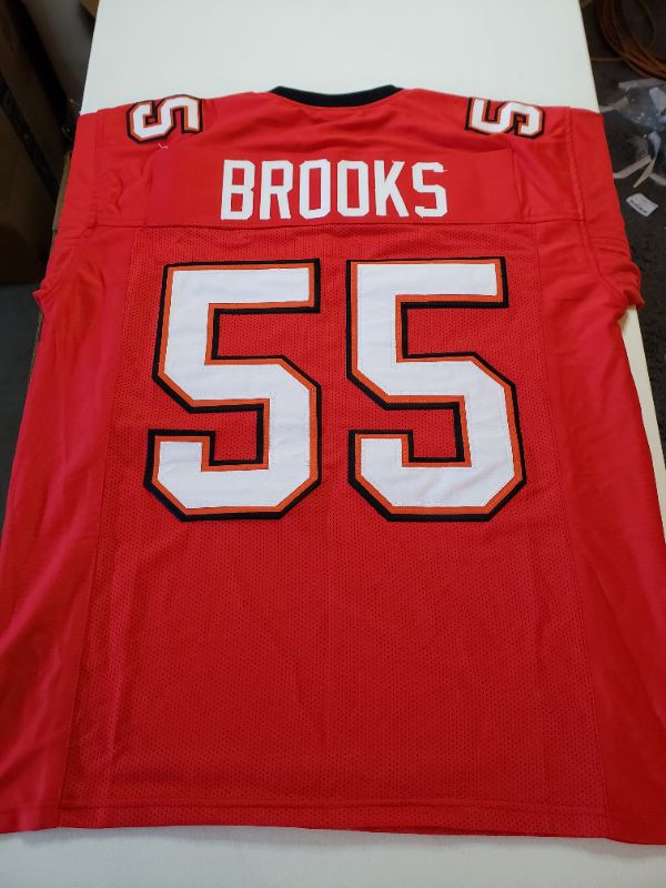 Photo 4 of BROOKS REPLICA TAMPA BAY BUCS FOOTBALL JERSEY, RED, SIZE XL.