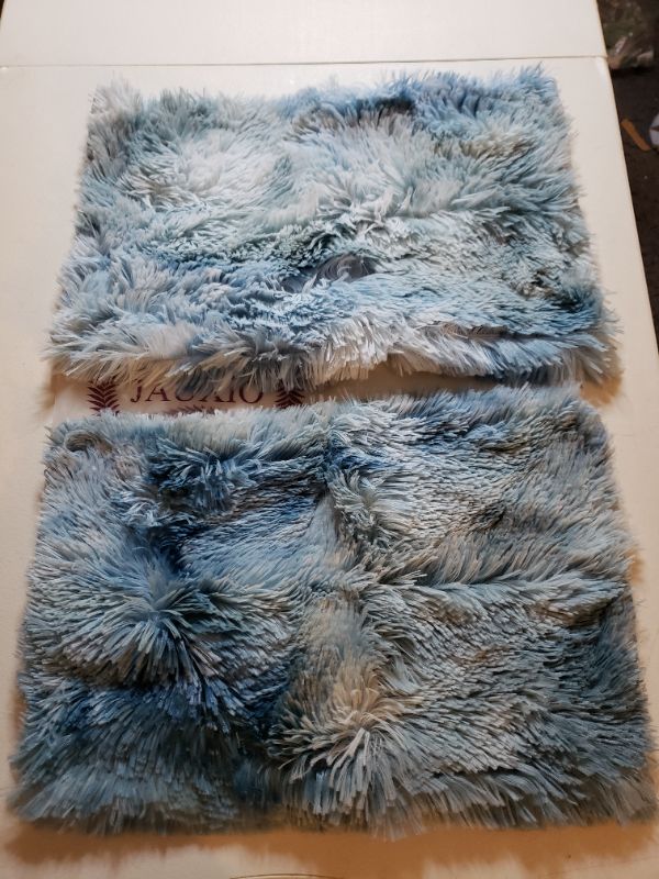 Photo 1 of 12X20 INCH FAUX FUR TIE DYE BLUE PILLOW CASES.