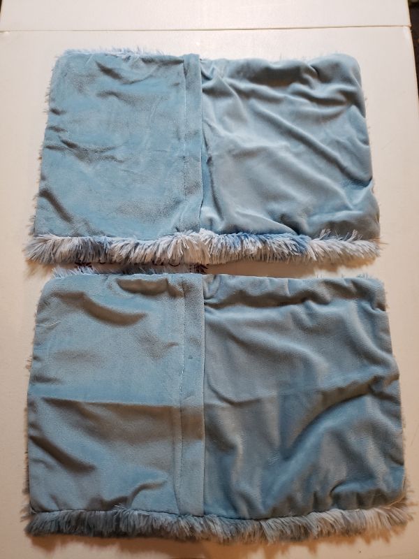 Photo 2 of 12X20 INCH FAUX FUR TIE DYE BLUE PILLOW CASES.