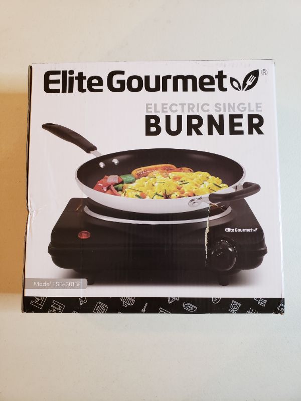 Photo 1 of Elite Gourmet Countertop Coiled, Electric Hot Burner, Temperature Controls, Power Indicator Lights, Easy to Clean, Single, Black
