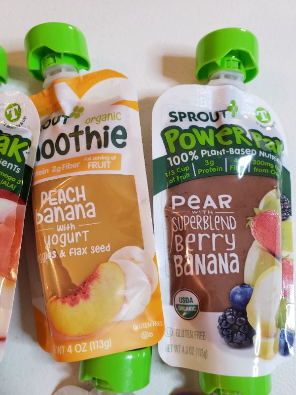 Photo 4 of Sprout Organic Baby Food, Stage 4 Toddler Pouches, 8 Flavor Power Pak and Smoothie Sampler, 4 Oz Purees (Pack of 12)
BEST BY FEB 2022