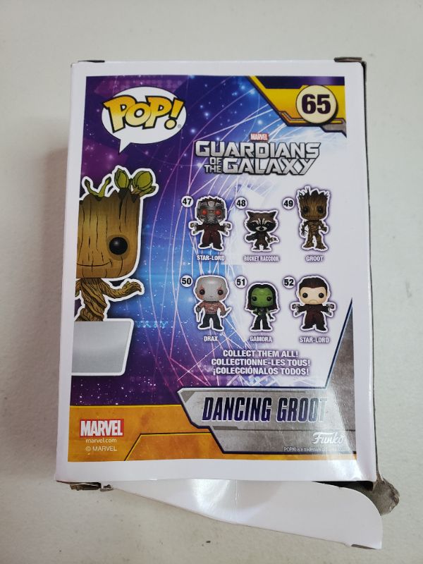 Photo 2 of Funko POP! Marvel: Dancing Groot Bobble Action Figure,Multicolor,3.75 inches
BOX DAMAGE.