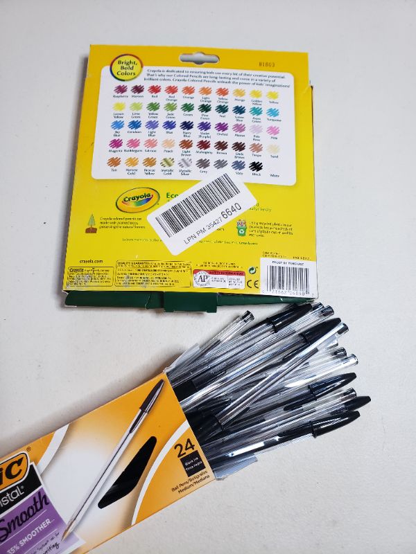 Photo 2 of Crayola Colored Pencils, Assorted Colors, 50 Count, Gift & BIC CLASSIC CRISTAL PENS.
