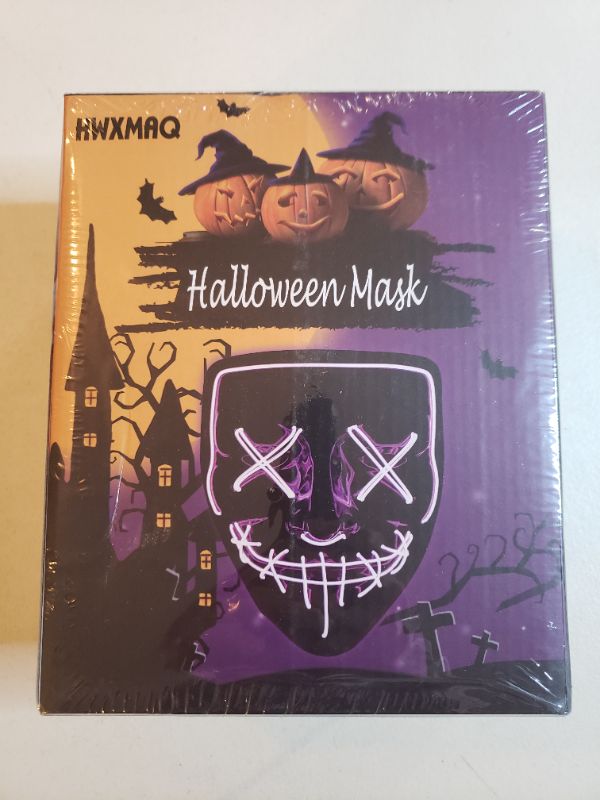 Photo 1 of HALLOWEEN LED LIGHT UP MASK, PINK.