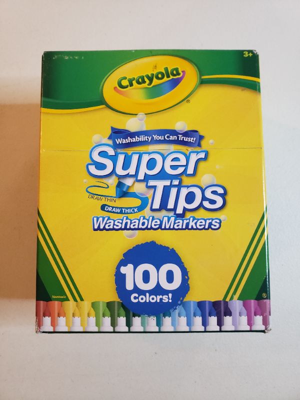 Photo 1 of Crayola Super Tips Marker Set, Washable Markers, Assorted Colors, Art Set for Kids, 100 Count
