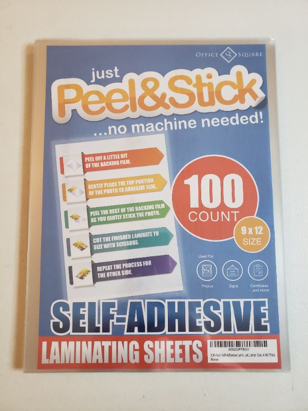 Photo 1 of 100 PACK PEEL AND STICK SELF LAMINATING SHEETS
