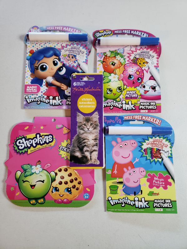 Photo 1 of CHILDREN'S COLORING PADS WITH MARKER AND STICKER BOOKS. 