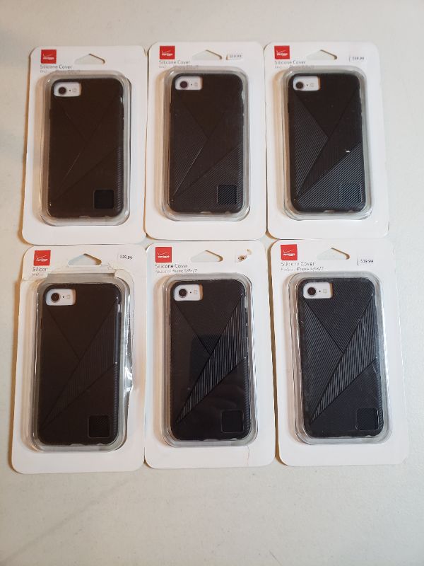 Photo 1 of VERIZON SILICONE PHONE COVER, BLACK, FITS IPHONE 6/6S/7, LOT OF 6. 