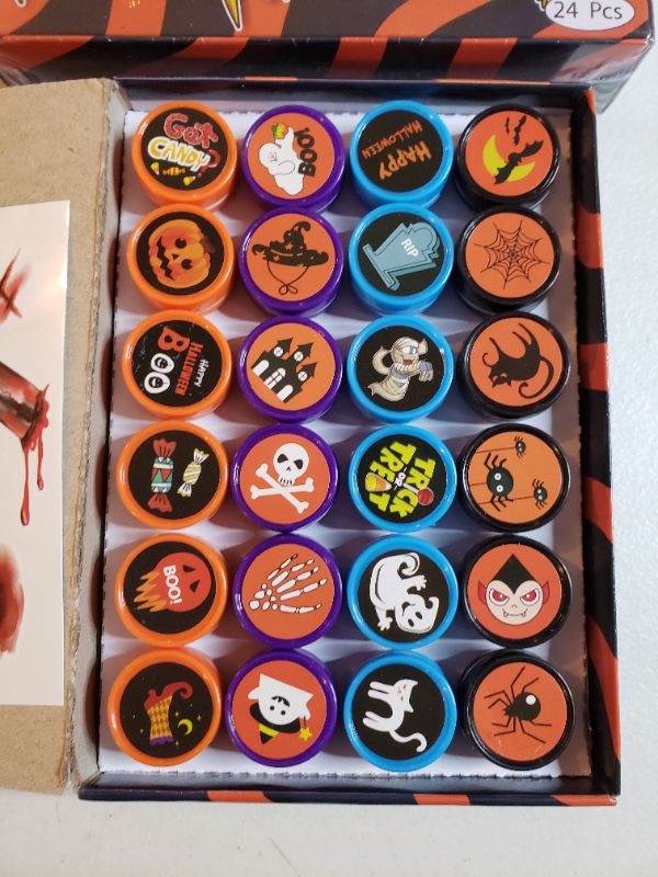 Photo 1 of 24 Pcs Assorted Halloween Stamps, Children Self-Ink Stampers For Party(24 Designs), Holiday Toy Gift Halloween Game Prizes For Kids (24 color)
LOT OF 3.