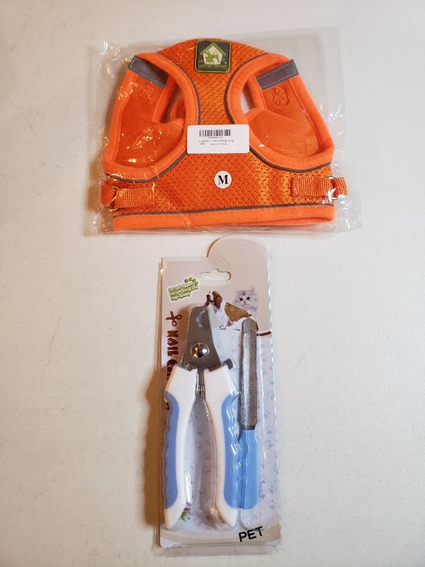 Photo 1 of DOG HARNESS AND LEASH SET, ORANGE SIZE M & NAIL CLIPPER & FILE SET.