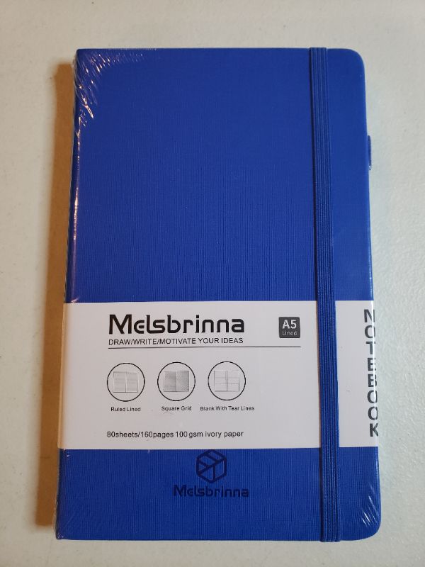 Photo 1 of MELSBRINNA DRAW/WRITE A5 LINED POCKET NOTEBOOK, BLUE.