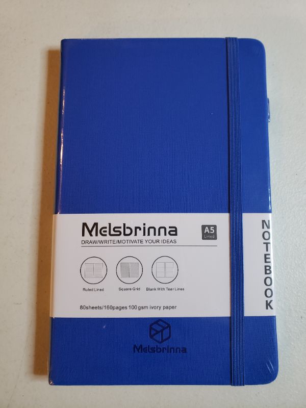 Photo 1 of MELSBRINNA DRAW/WRITE A5 LINED POCKET NOTEBOOK, BLUE.