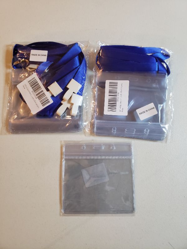 Photo 1 of ID BADGE PROTECTIVE HOLDERS AND LANYARDS, LOT OF 2 10-PACKS.