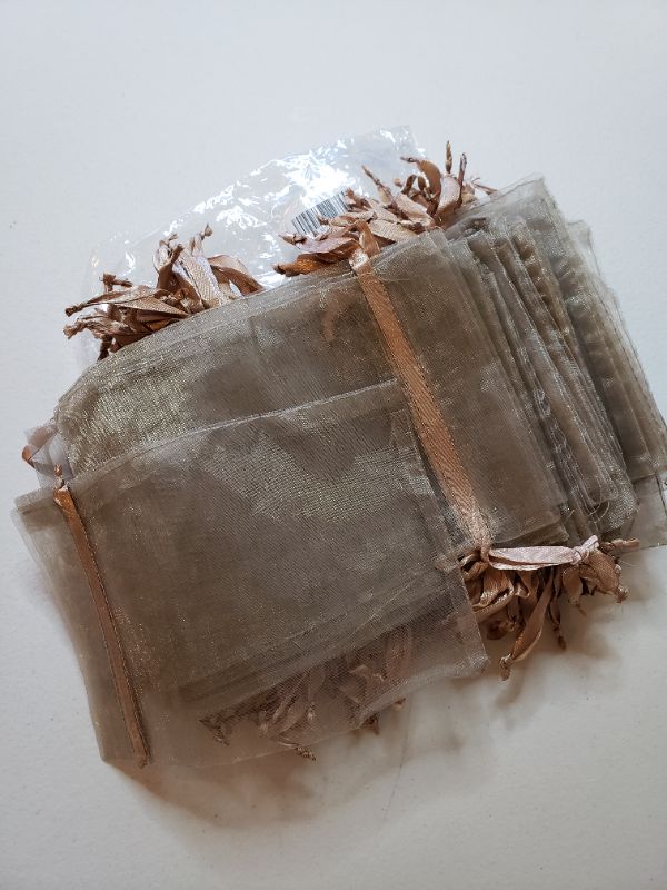 Photo 1 of 5X7 INCH MESH CLOTH GIFT BAGS, LIGHT BROWN. 100PCS.