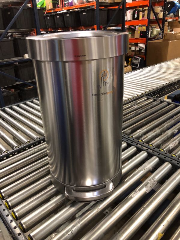 Photo 3 of 45-Liter Fingerprint-Proof Brushed Stainless Steel Semi-Round Step-On Trash Can