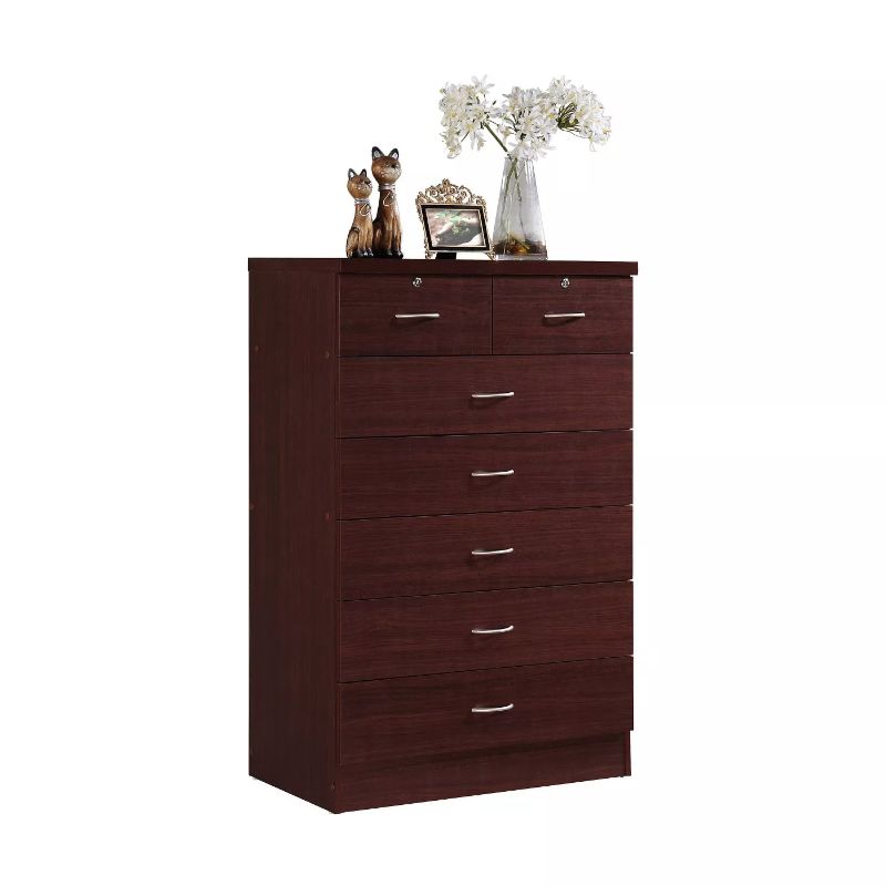 Photo 1 of 7 Drawer Chest with Lock On 2 Top Drawers - Hodedah Import

