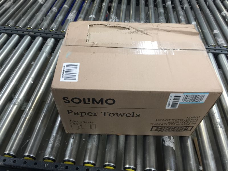 Photo 1 of Amazon Brand - Solimo Basic Flex-Sheets Paper Towels 12 rolls 