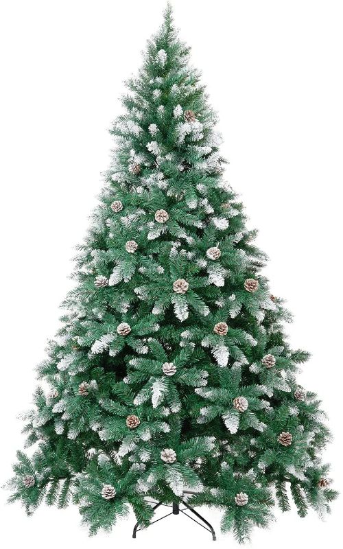 Photo 1 of Artificial Christmas Tree Snow Flocked Hinged Pine Cone Decoration Unlit