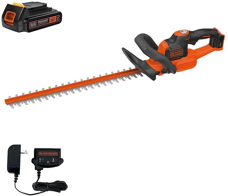 Photo 1 of BLACK+DECKER 20V MAX Cordless Hedge Trimmer with Power Command Powercut, 22-Inch (LHT321FF)
