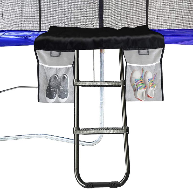 Photo 1 of Eurmax Universal Trampoline Ladders with 2 Wide Skid-Proof Steps with Storage Bag/Black
