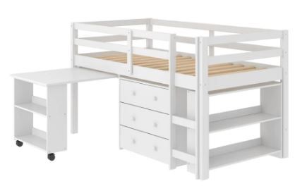 Photo 1 of DONCO kids White Twin Low Loft Bed -- INCOMPLETE SET, MISSING BOXES 1 AND 4. NO HARDWARE
