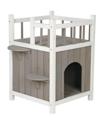 Photo 1 of 17.5 in. L x 17.5 in. W x 25.5 in. H Wooden Pet Home with Balcony
