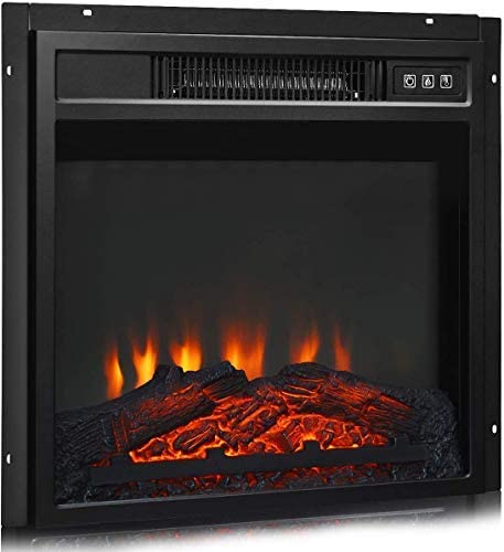 Photo 1 of 18" Electric Fireplace Heater, Freestanding & Recessed 1400 W Electric Stove Heater w/Adjustable LED Flame, Fireplace Insert /Remote Control, Safer Plug
