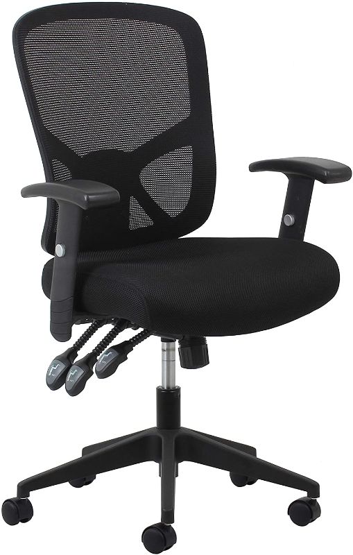 Photo 1 of OFM ESS Collection 3-Paddle Ergonomic Mesh High-Back Task Chair with Arms and Lumbar Support, 30.25in. D x 25.75in. W x 41in. - 44.50in. H, Black
