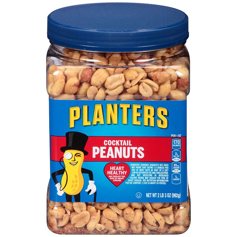 Photo 1 of 2 PACK - PLANTERS Salted Cocktail Peanuts, 35 oz. Resealable Jar - Heart Healthy Salted Peanuts - A Good Source of Essential Nutrients - Made with Simple Ingredients - Kosher