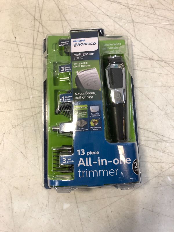 Photo 1 of Philips Norelco Multigroomer All-in-One Trimmer Series 3000, 13 Piece Mens Grooming Kit, for Beard, Face, Nose, and Ear Hair Trimmer and Hair Clipper, NO Blade Oil Needed, MG3750/60
